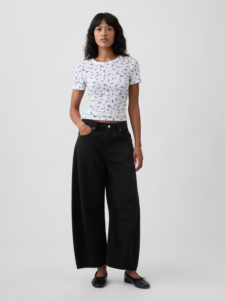 Essential Ribbed Pointelle Crewneck T-Shirt