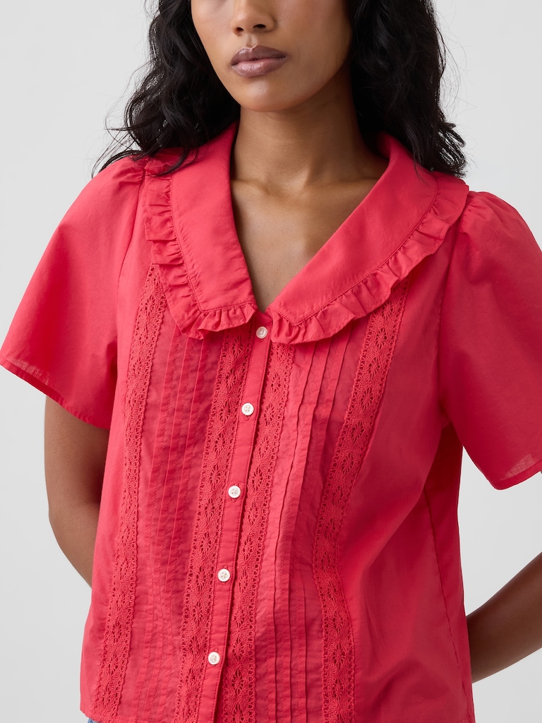 Relaxed Lace-Trim Top