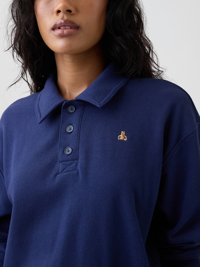 Relaxed Cropped Polo Sweatshirt