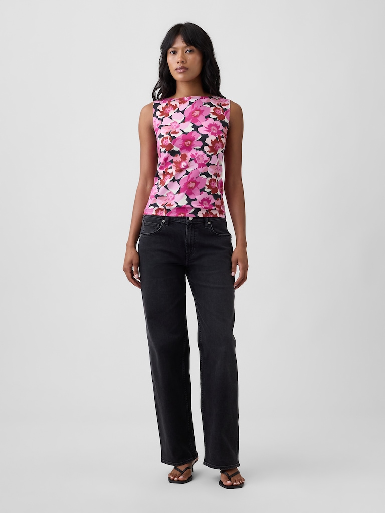 Sleeveless Boatneck Tank Top