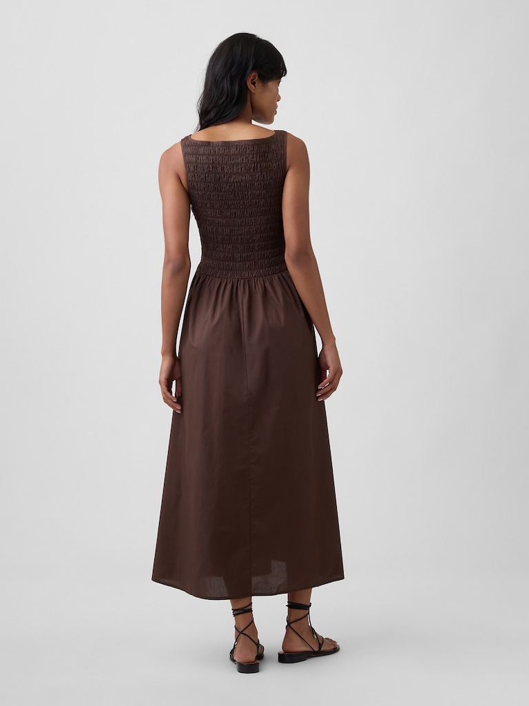 Smocked Boatneck Maxi Dress