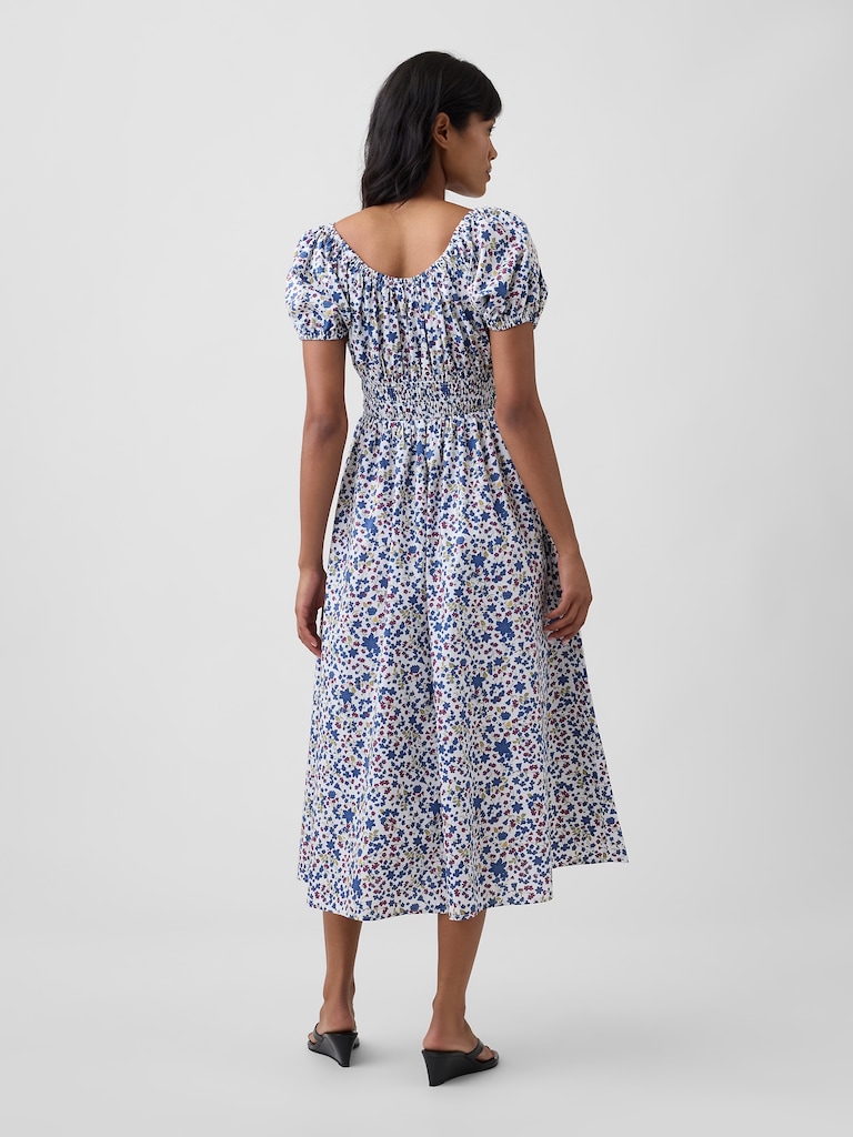 Puff Sleeve V-Neck Maxi Dress
