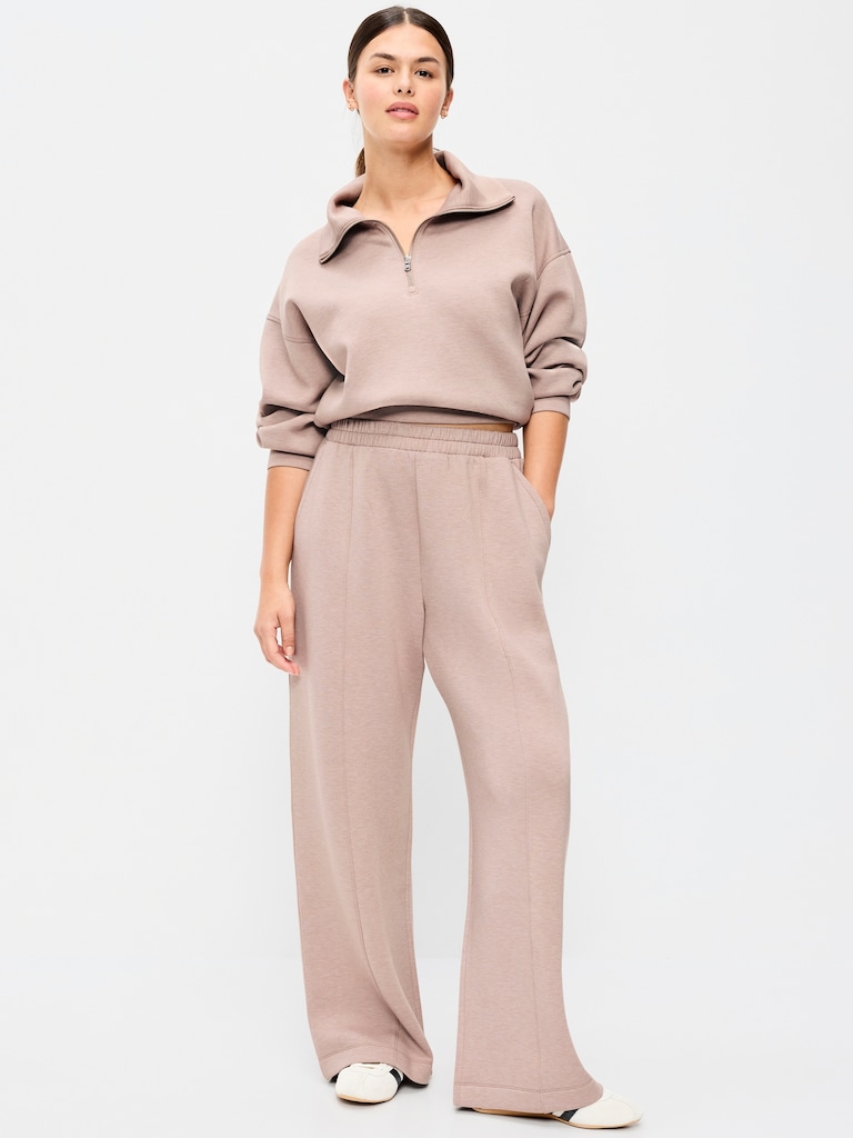 High-Waisted Bounce Fleece Wide-Leg Sweatpants