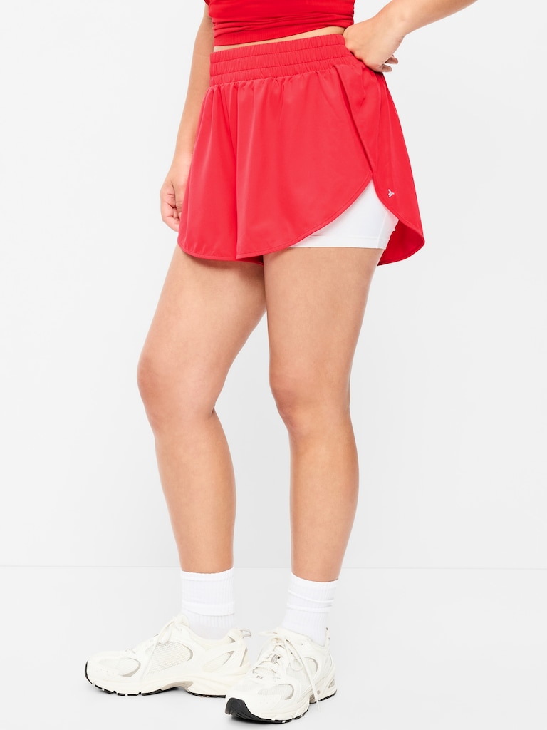 High-Waisted StretchTech 2-In-1 Run Shorts