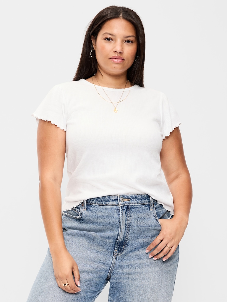 Lettuce-Edge Pointelle Top