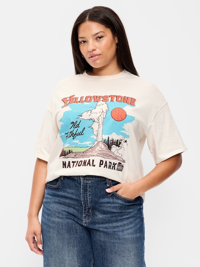 Yellowstone National Park™ Crew-Neck Oversized Crop T-Shirt