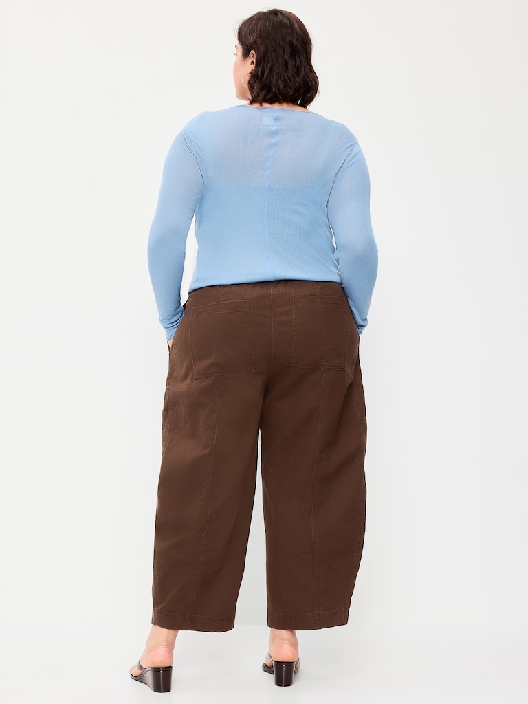 Mid-Rise Pull-On Utility Pants