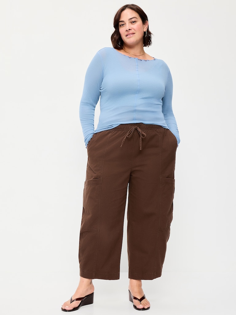 Mid-Rise Pull-On Utility Pants