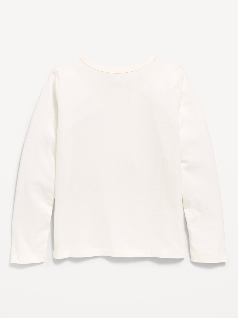 Softest Long-Sleeve Heart-Patch T-Shirt for Girls