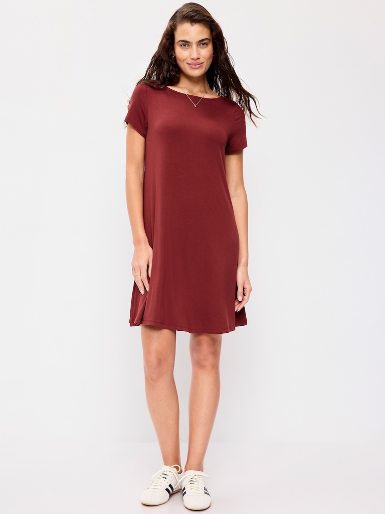 Short-Sleeve Mini Swing Dress