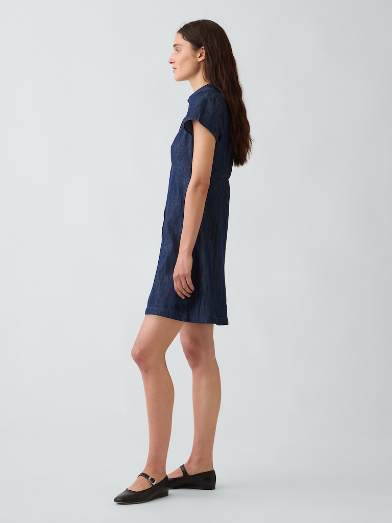 Empire-Waist Mini Shirtdress