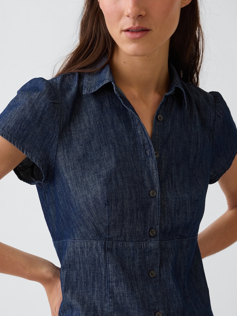 Empire-Waist Mini Shirtdress
