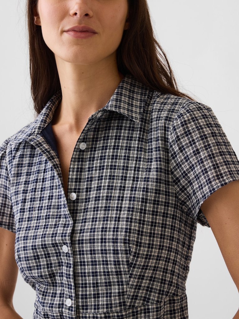 Empire-Waist Mini Shirtdress