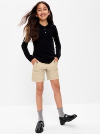 School Uniform Twill Bermuda Shorts for Girls