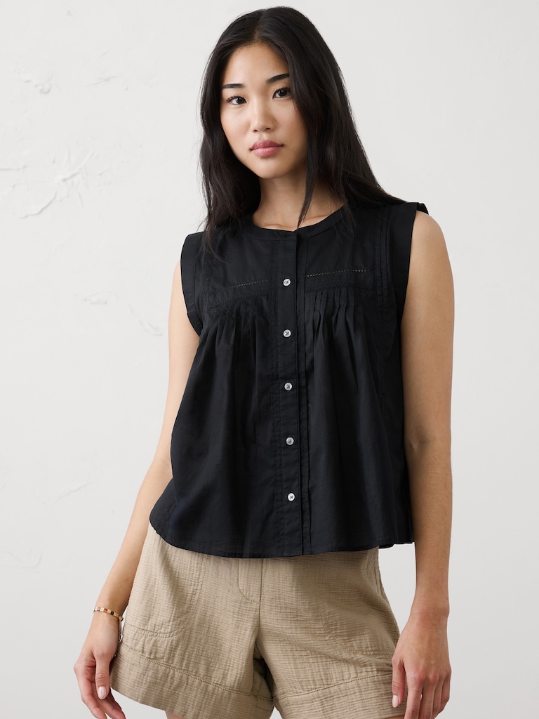 Picot High-Neck Top