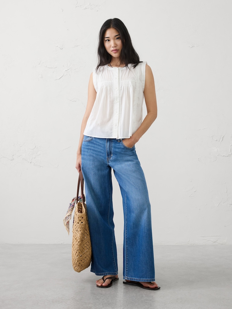 Picot High-Neck Top