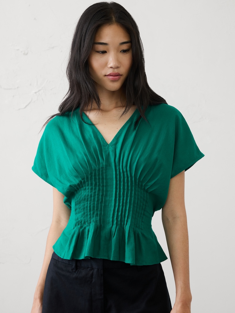 Pintuck-Waist Top
