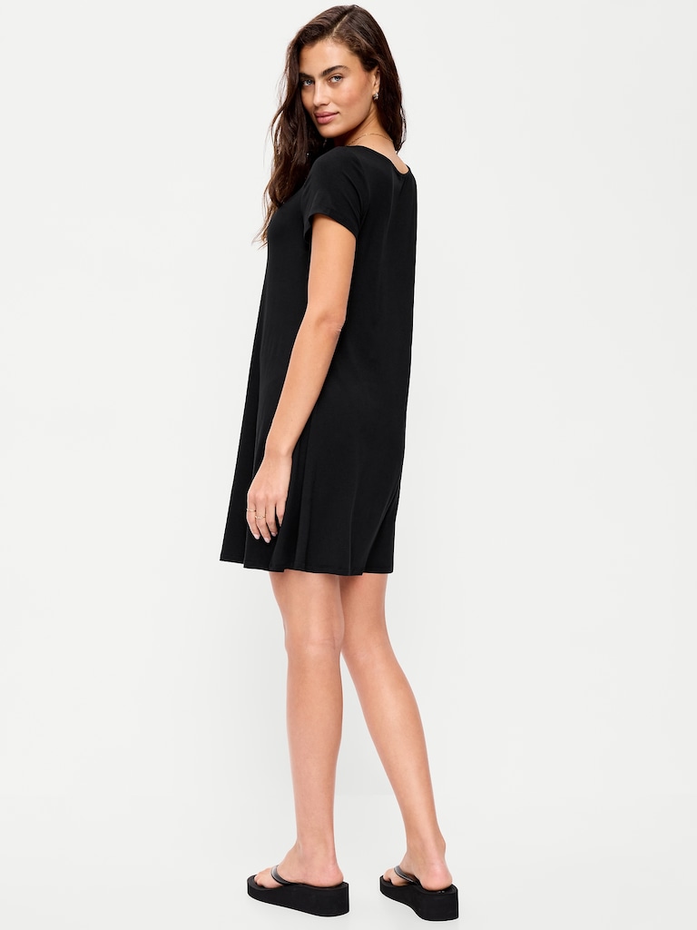 Short-Sleeve Mini Swing Dress