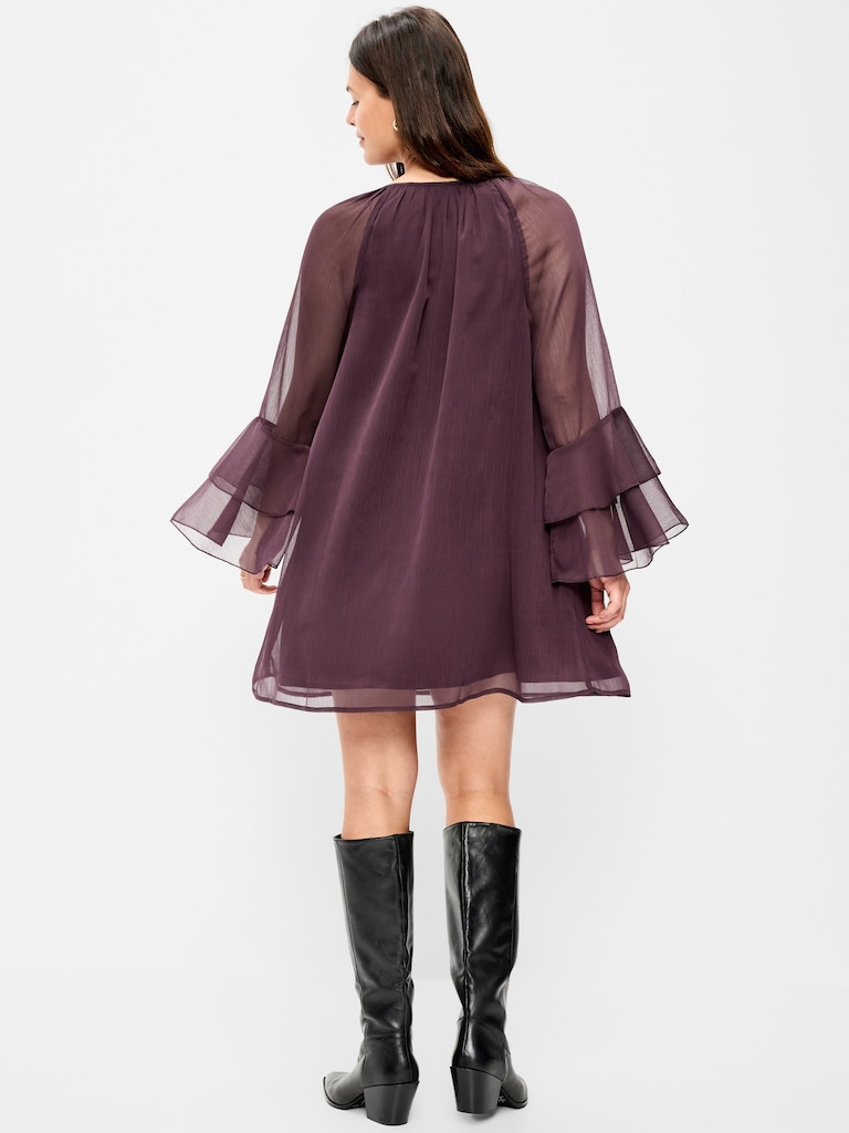 Bell-Sleeve Boho Mini Dress