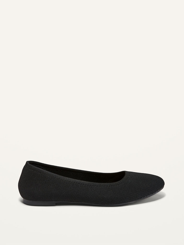 Knit Almond-Toe Ballet Flats