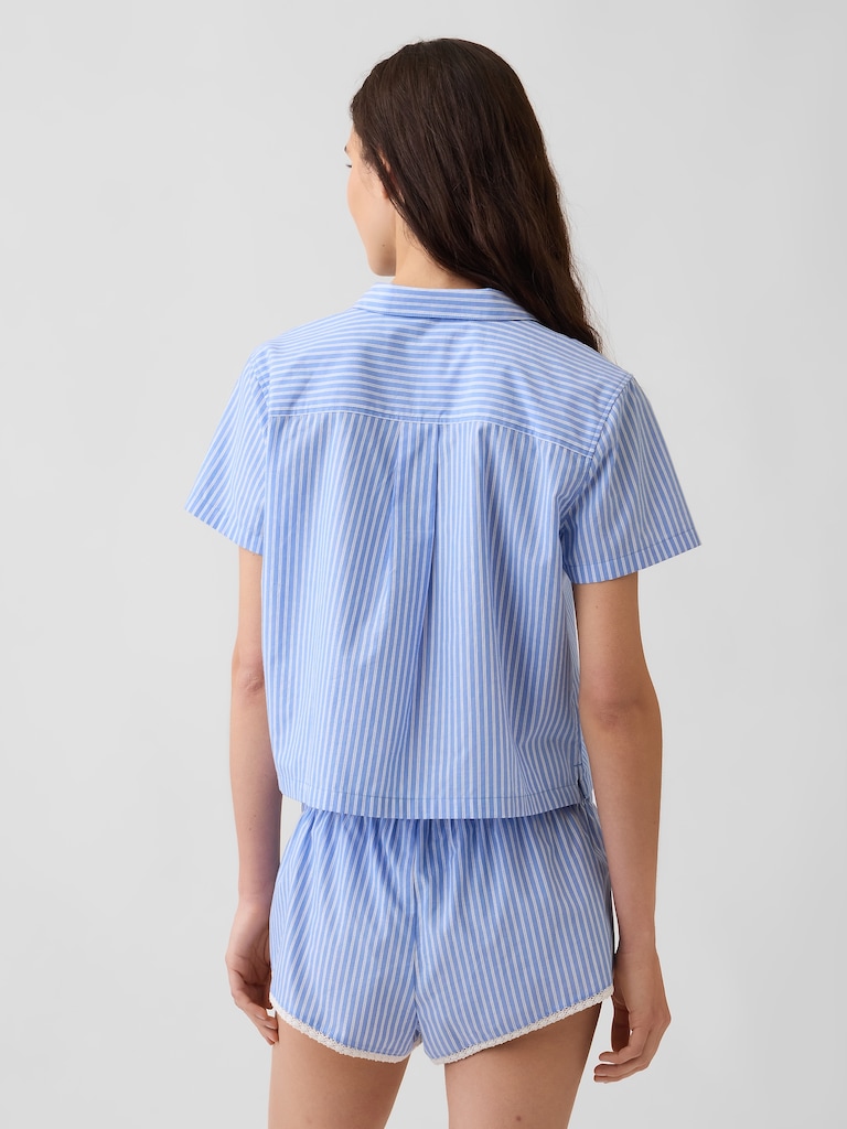 Poplin Stripe Crop PJ Shirt