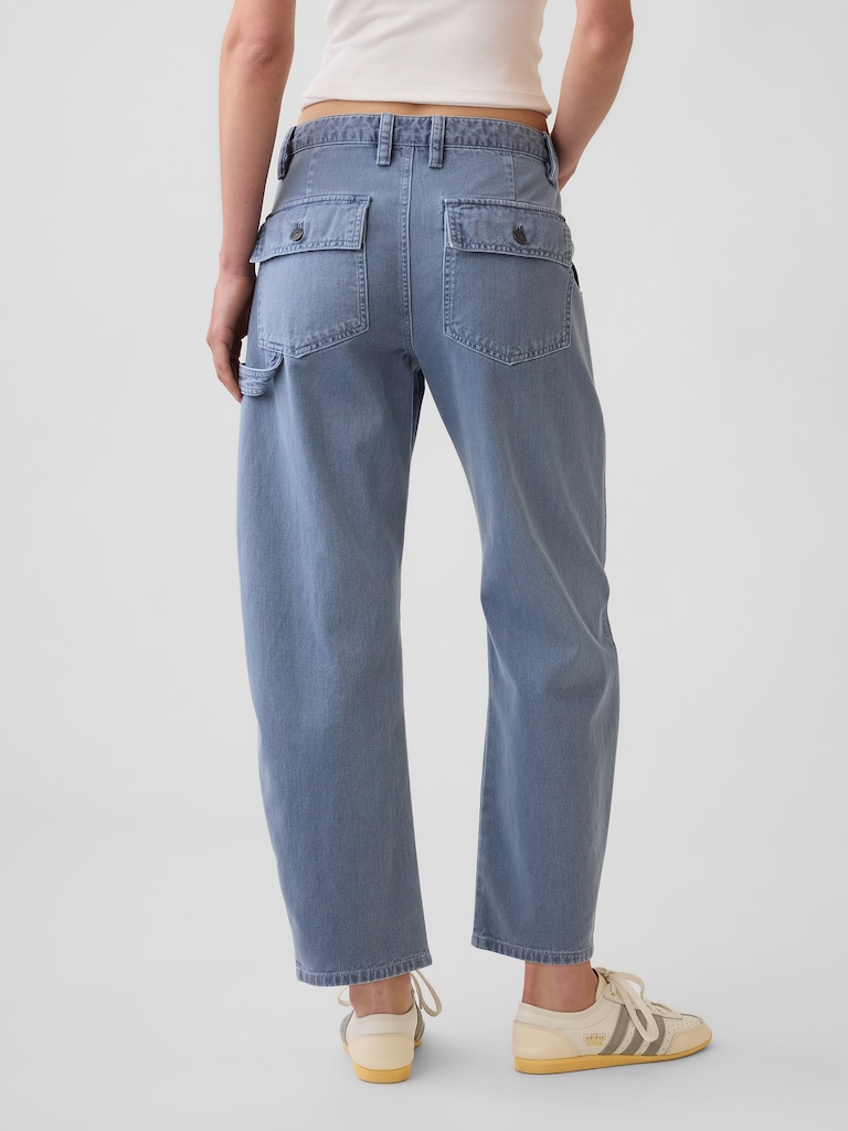 Mid Rise Barrel Utility Pants