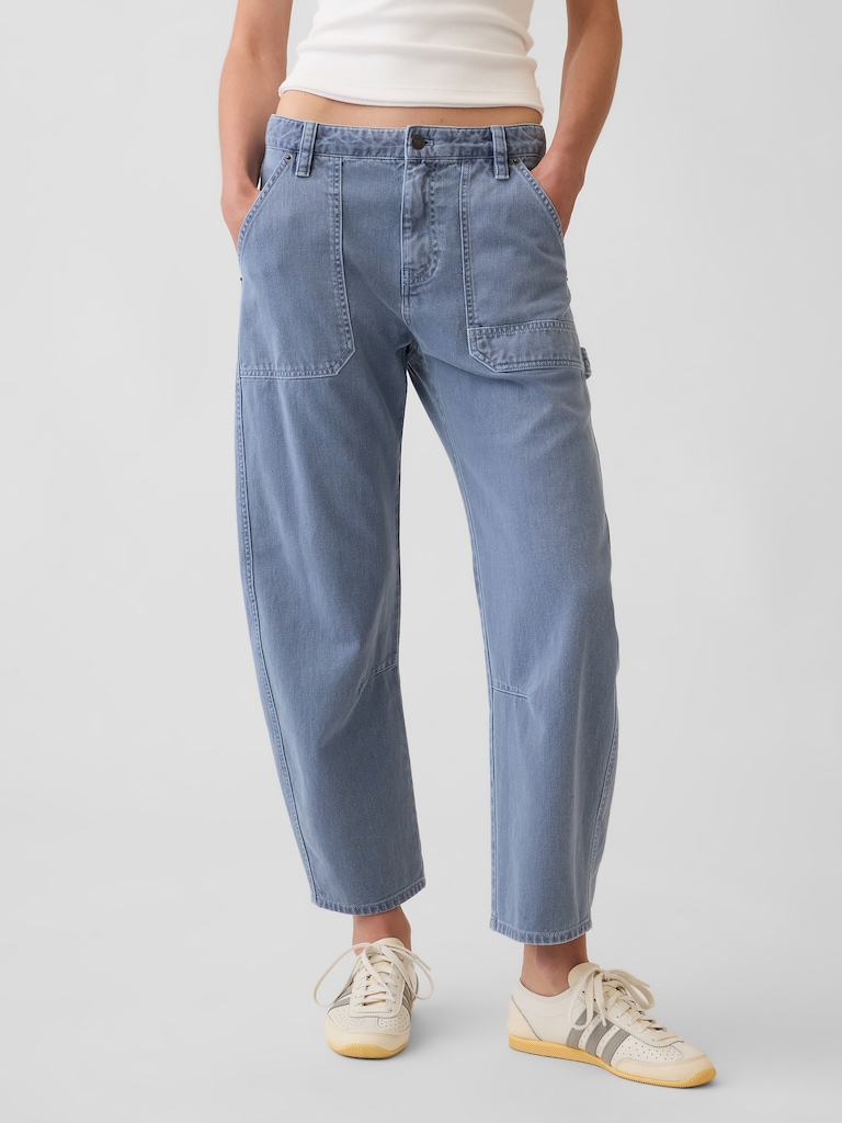 Mid Rise Barrel Utility Pants