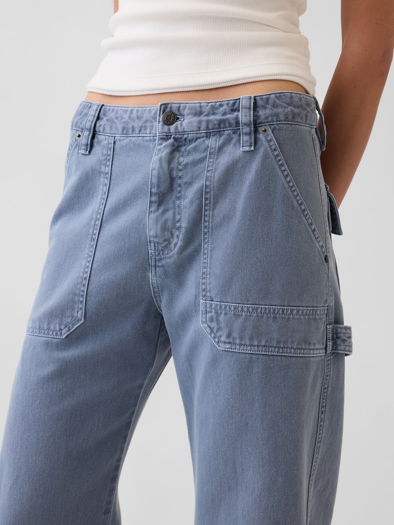 Mid Rise Barrel Utility Pants