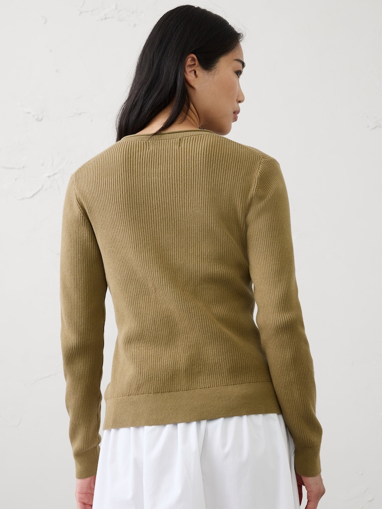 Cotton Ribbed Cardigan Sweater
