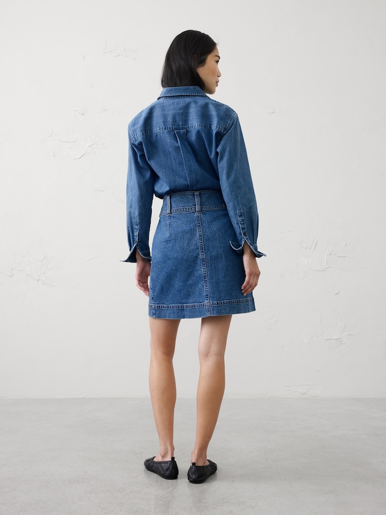 Denim Button-Down Mini Skirt