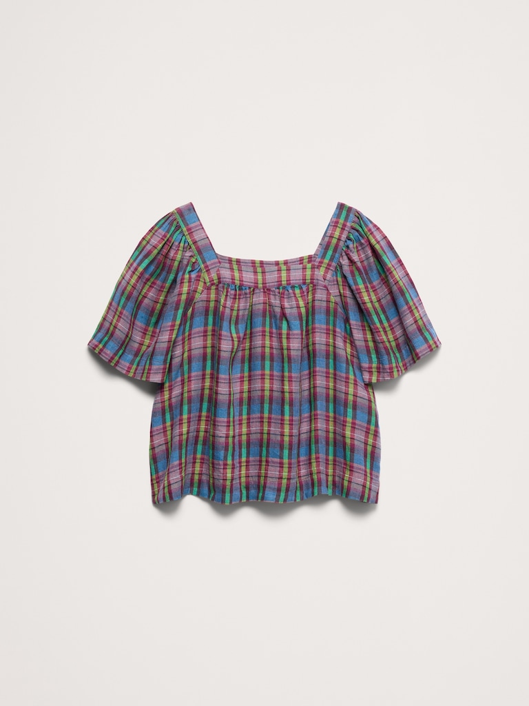 Linen Square-Neck Top