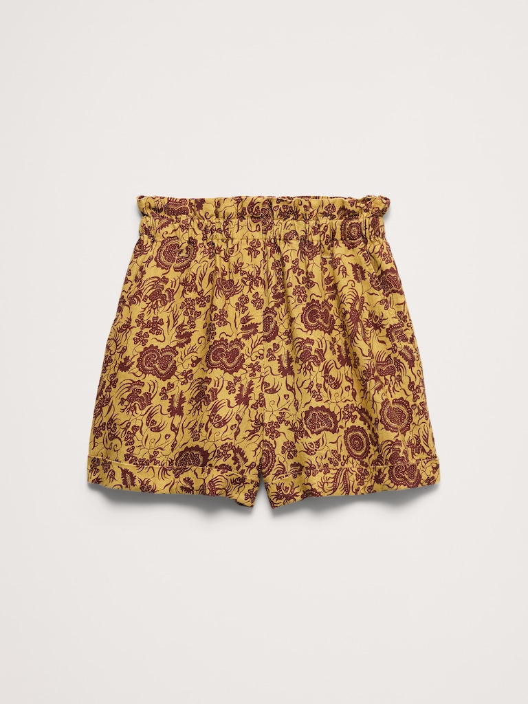 3.5" Paperbag-Waist Pull-On Linen Short