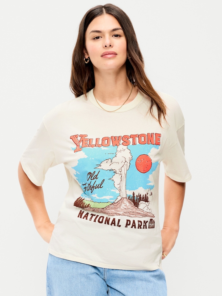 Yellowstone National Park™ Crew-Neck Oversized Crop T-Shirt