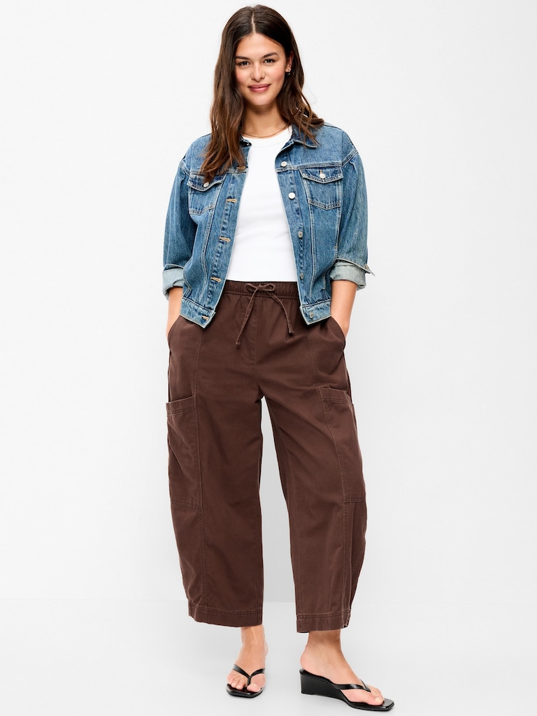 Mid-Rise Pull-On Utility Pants