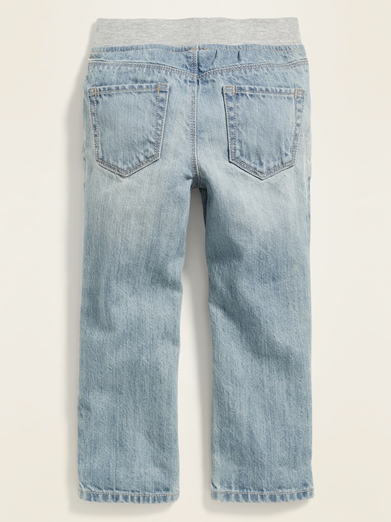 Relaxed Jersey-Waist Pull-On Jeans for Toddler Boys