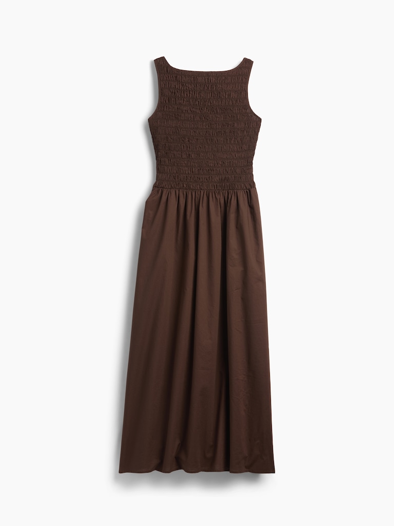 Smocked Boatneck Maxi Dress