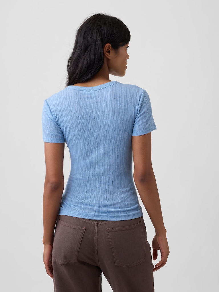 Essential Ribbed Pointelle Crewneck T-Shirt