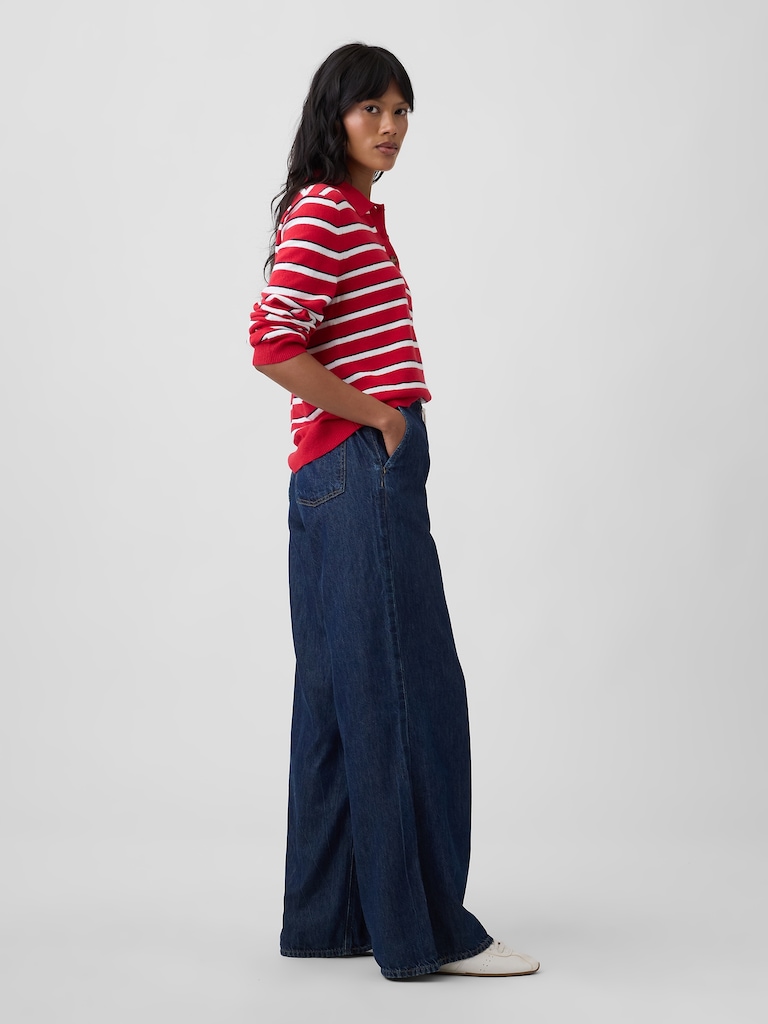 Mid Rise SuperLight Pull-On Wide-Leg Jeans
