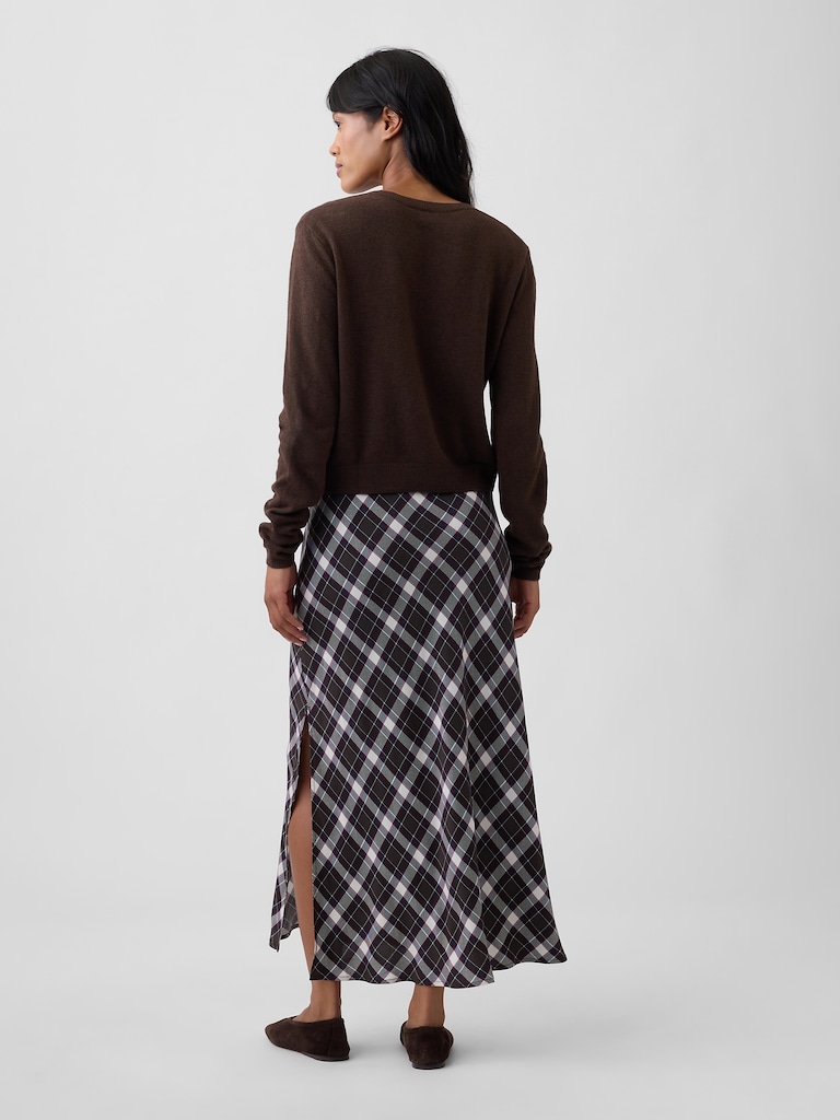 Satin Pull-On Maxi Skirt