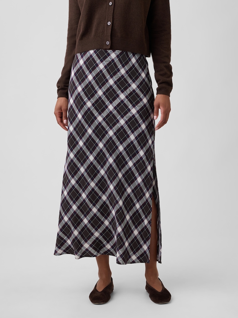 Satin Pull-On Maxi Skirt