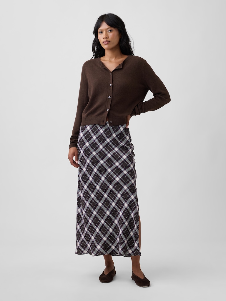 Satin Pull-On Maxi Skirt