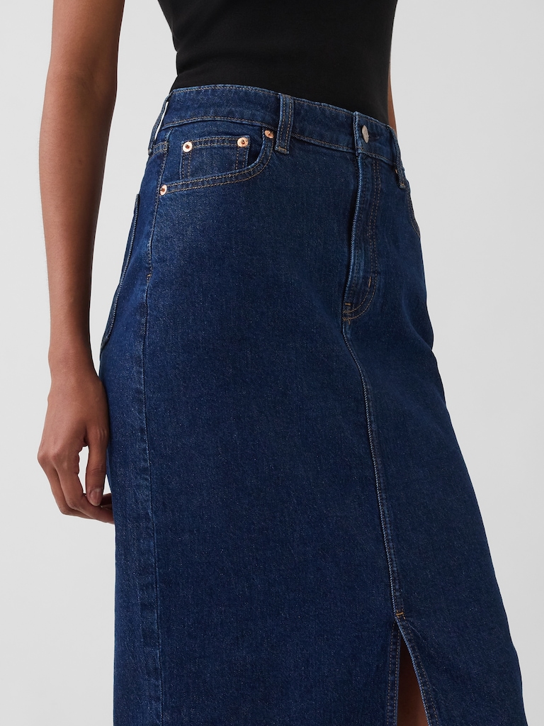Denim Midi Pencil Skirt
