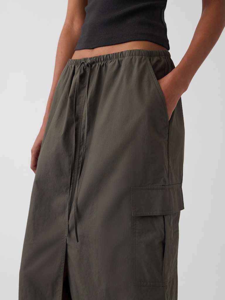 Poplin Easy Cargo Maxi Skirt
