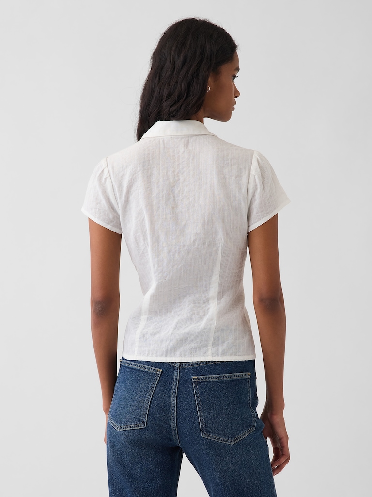Fitted Cap-Sleeve Shirt