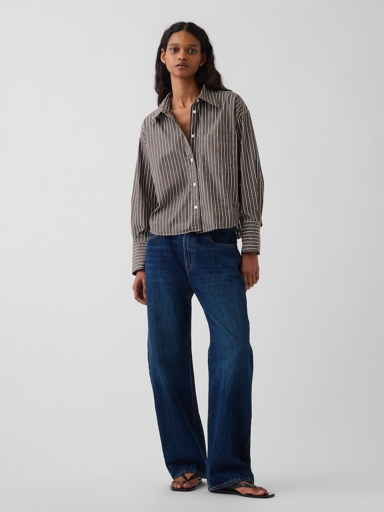 Organic Cotton Poplin Oversized Crop Shirt