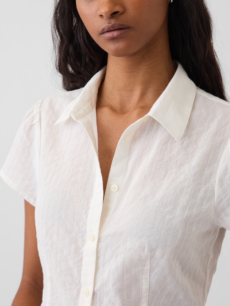 Fitted Cap-Sleeve Shirt