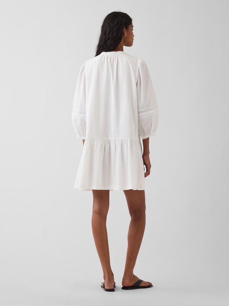 Lace-Trim Drop-Waist Mini Dress