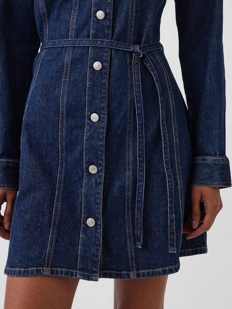 Denim Belted Mini Dress