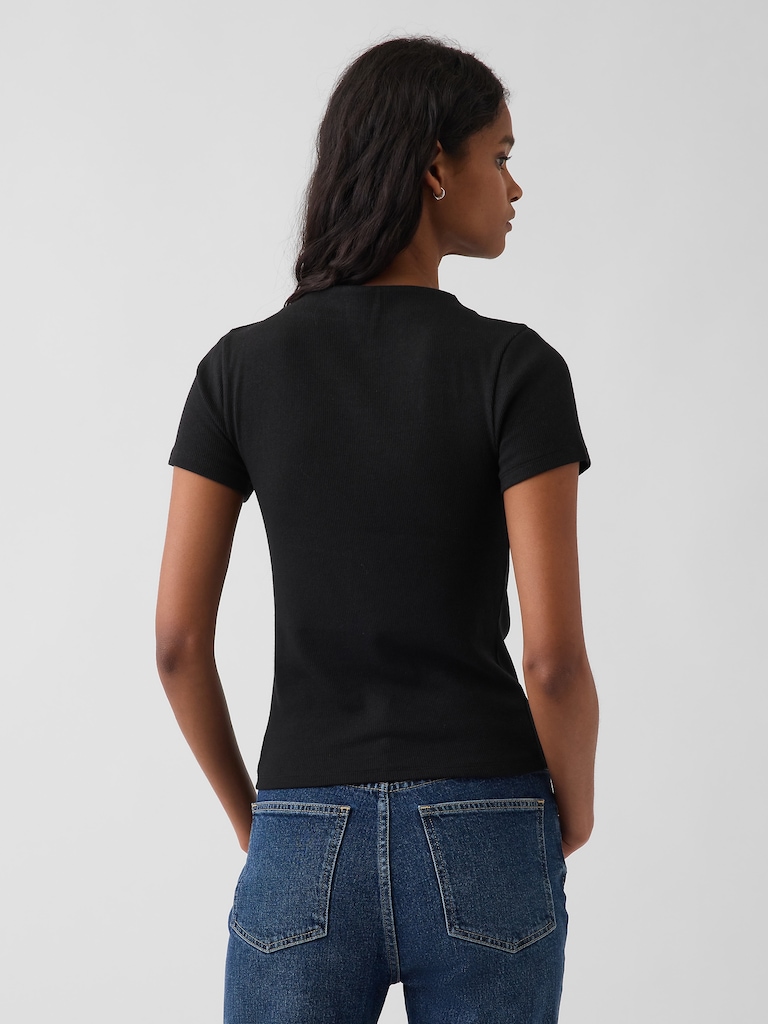 Modern Rib Mockneck Crop T-Shirt