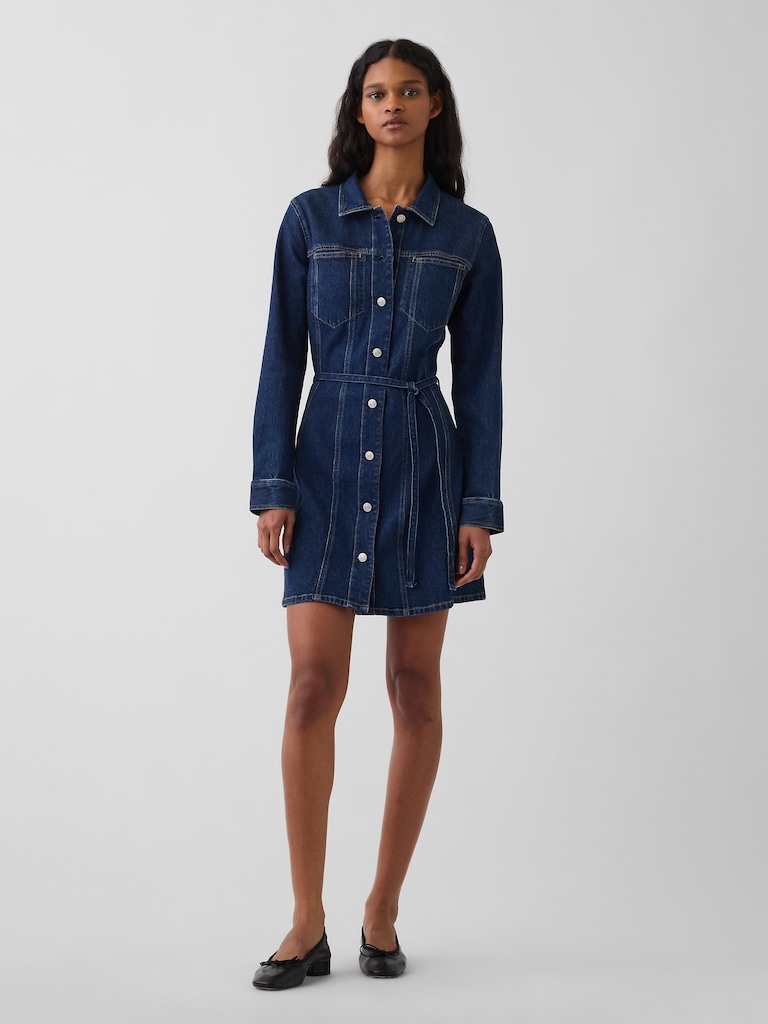 Denim Belted Mini Dress